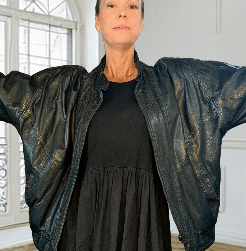 Unique 80s Soft Black Leather Jacket